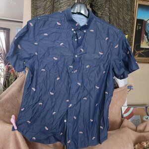 A26  Banana Rep Luxe Poplin Slimfit chambray blue watermelon s/sleeve 100%Cotton